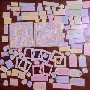 Scrapbook Junk Jornal Pastel Chipboard Frames Alpha Tags Words Ephemera Bundle